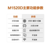 联想（Lenovo）领像M1520D 黑白激光自动双面打印多功能一体机 办公商用家用(打印复印扫描）M7605D青春版