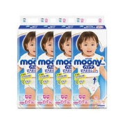 moony 4件装|moony尤妮佳XL38片女宝宝用拉拉裤，适用于12-22㎏,腰围53-56㎝的宝宝