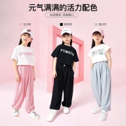 A21童装女童防蚊裤速干休闲裤儿童针织长裤2022夏季新款橡筋腰束脚百搭时髦宽松R422436007 黑色 140/60