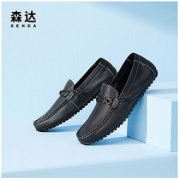 SENDA 森达 舒适乐福鞋男2022夏季新款时尚一脚蹬通勤休闲皮鞋ZY216BM2