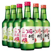 真露 韩国进口 果味烧酒13°青葡萄味+李子味+西柚味 3种果味360ml*6瓶 混合装