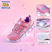 Skechers斯凯奇儿童鞋女童闪灯鞋四季款儿童运动鞋春秋轻质中大童休闲鞋活力发光鞋302145L 樱桃粉色/LPMT 28.5