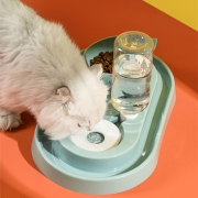 芭贝乐 猫碗猫咪饮水机宠物自动喂食器猫食盆储粮盆喝水器狗饭盆水盆 樱花粉不锈钢盆