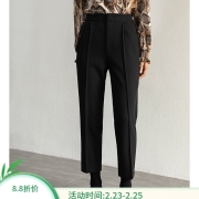自巧小个子黑色裤子女春秋新款宽松高腰显高休闲裤直筒裤子萝卜裤 黑色 XS