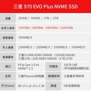 三星（SAMSUNG） 970EVO/980 m2固态硬盘 M.2(NVMe协议)台式机笔记本 970EVO Plus 2TB