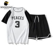 曼西尔奴篮球服男夏季高中学生套装青少年跑步运动短裤t恤两件套