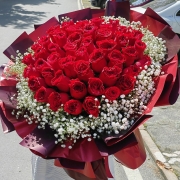 热带之恋教师节鲜花速递33朵红玫瑰花束礼盒香槟生日礼物送女友全国同城花店配送北京重庆成都武汉送花 33朵红玫瑰花束女王款