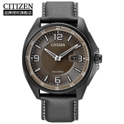 西铁城（CITIZEN） 光动能皮表带复古军旅风休闲男表AW1515-18H