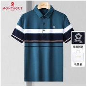 MONTAGUT 梦特娇 夏季新款纯棉翻领中年男士短袖T恤休闲薄款polo衫上衣男装