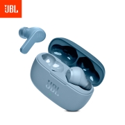 JBL 真无线蓝牙耳机 半入耳式音乐游戏运动防水Wave 200TWS通话降噪 苹果安卓手机通用 浅湖蓝全球版