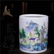 君子礼  景德镇陶瓷 溪山雅居笔筒