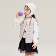 雪中飞2021秋冬新款儿童羽绒服春秋款可爱活力简约轻薄羽绒保暖轻便男女同款百变小马甲羽绒马甲 烟粉紫 140