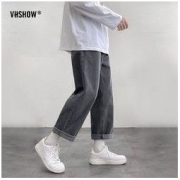 ViiSHOW 维秀1991年 牛仔裤男2022春季新款韩版潮流黑色直筒宽松阔腿牛仔长裤