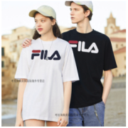 FILA 斐乐 男女情侣热卖新款圆领休闲经典LOGO减龄显瘦短袖T恤 oversize风