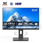 优派23.8英寸2K高清 IPS HDR 75hz Type-C反向65W充电USB拓展音箱爱眼滤蓝光不闪屏旋转升降电脑显示器VX2462
