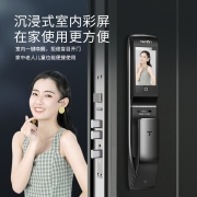 亚太天能（TENON）可视猫眼对讲带屏家用防盗门全自动指纹锁智能锁电子密码锁十大品牌入户大门锁 A2P枪金黑