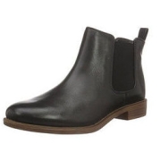 Clarks 其乐 Taylor Shine 女士真皮切尔西靴 Schwarz Black Leather EU40