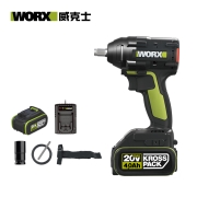 威克士（Worx）20V无刷电动扳手大扭力WU279充电式冲击扳手大扭矩架子工汽修扳手五金电动工具套筒电动风炮