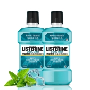 李施德林 (Listerine) 漱口水冰蓝劲爽口味减少细菌清新口气深层清洁 500mL*2支装