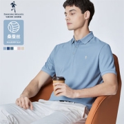 与狼共舞 男士 含桑蚕丝 商务休闲polo衫