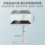 工来工往升降电脑桌站立式书桌台式居家办公升降桌学生学习写字桌课桌家用手动可调节工作台 长100*宽60-枫木色带抽屉 升级款 可上下升降
