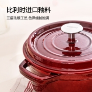 京东京造 铸铁珐琅锅 搪瓷炖锅煲汤锅22CM珊瑚红