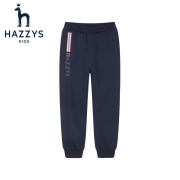 HAZZYS哈吉斯童装男童长裤儿童裤子运动裤春秋新品中大童撞色纯色休闲裤 藏蓝 110cm