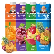 福兰农庄  希腊进口 100%纯果汁饮料4种口味混合果汁 整箱1L*4瓶