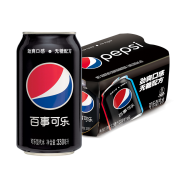 京东极速版: 百事可乐 无糖黑罐 Pepsi 碳酸饮料 330ml*6罐*1件