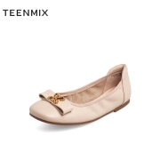 Teenmix/天美意单鞋女新品女鞋2022新款商场同款浅口便鞋气质金属扣女CUA03AQ2 杏色 38