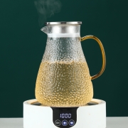 Hyu 玻璃轻奢凉水壶 不锈钢盖 1300ml 赠杯刷