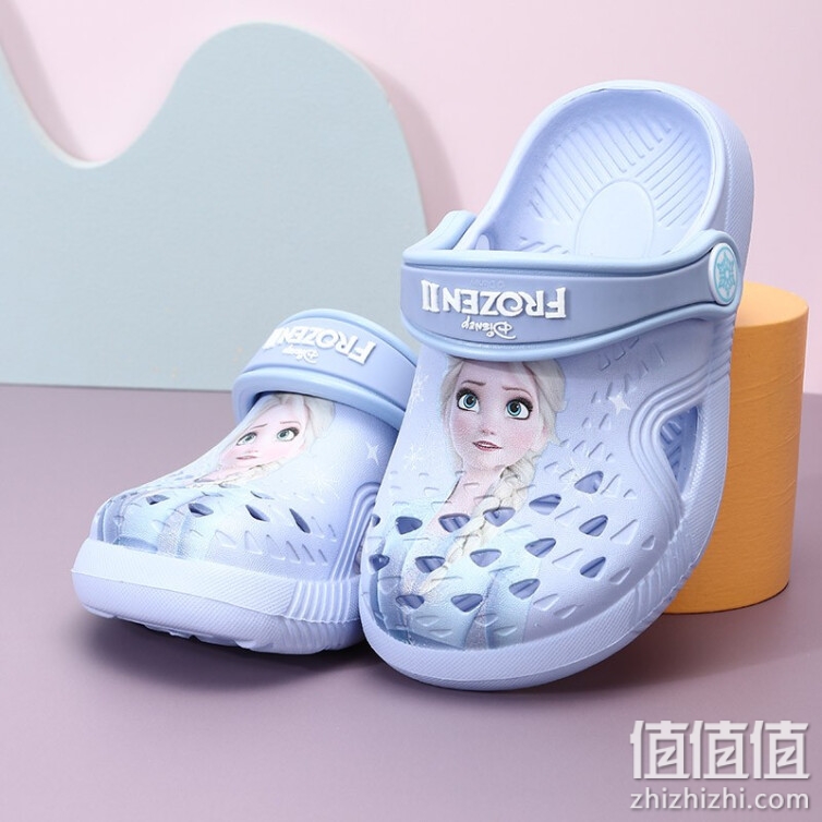 DISNEY 迪士尼儿童洞洞鞋拖鞋女童 卡通休闲舒适沙滩鞋百搭儿童凉拖鞋 紫色220 DIS5540