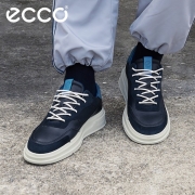 ECCO爱步休闲鞋百搭系带运动鞋板鞋男鞋 柔酷X420574 灰绿色/白色/紫色42057451689 41