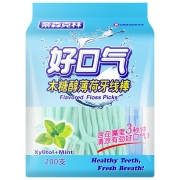 奈森克林 好口气木糖醇薄荷牙线棒200支/袋 清洁牙缝护理剔牙棒(附便携盒)