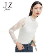 Juzui 玖姿 JZ玖姿女蕾丝修身上衣女秋季新款纯色半高领气质清新打底衫