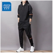 JEANSWEST 真维斯 连帽卫衣男秋冬季潮流套装两件套男一套搭配休闲运动长裤子