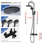 科勒（KOHLER） 科勒花洒淋浴花洒套装维多挂墙式三出水淋浴柱黑色 28654T-9-2BL-恒温花洒