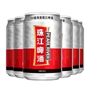 珠江啤酒 PEARL RIVER 12度 珠江原麦啤酒  330ml*6听 连包装