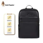 暇步士（Hush Puppies）双肩包男士简约休闲电脑包大容量14英寸商务背包 黑色HA-1211656W-5720