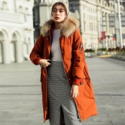 波司登旗下 冰洁 女士加厚大毛领 长款过膝羽绒服