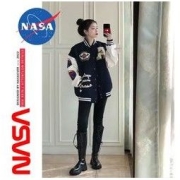 NASA美式棒球服春秋女薄款宽松学生复古植绒刺绣2022爆款情侣外套