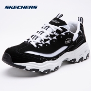 Skechers斯凯奇男鞋经典熊猫鞋情侣款复古简约时尚春夏大网眼透气运动休闲鞋老爹鞋 黑色/白色/BKW 41