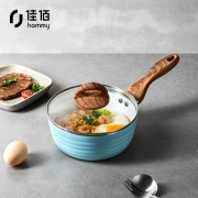 佳佰 奶锅不粘锅辅食锅 泡面锅煮面锅煮奶锅 电磁炉燃气用18cm蓝色小汤锅