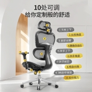 恒林 开普勒电脑椅双背人体工学椅电竞椅可躺透气撑腰护颈家用办公椅 黑框灰网+3D扶手+铝合金脚