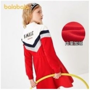 balabala 巴拉巴拉 童装女童连衣裙冬装2021新款儿童红色裙子大童加绒保暖潮