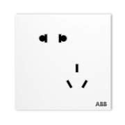 ABB开关插座面板 盈致系列白色  无边框 10A错位斜五孔插座二位二三极电源插座 斜五孔插座10只装