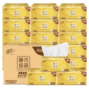 清风 抽纸 纸巾 面巾纸 原木纯品金装系列 3层150抽软抽24包（中规格M码）（整箱销售）（新老包装交替发货）