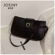 Josiny 卓诗尼 女包包2022新款小众高级感鳄鱼纹时尚单肩斜挎邮差包法棍包
