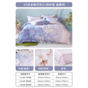 罗莱家纺 LUOLAI 四件套床品套件床上家纺全棉斜纹纯棉床单被套 晨暮间 1.5米床 200*230cm