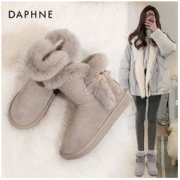 DAPHNE 达芙妮 雪地靴女冬皮毛一体2022新款秋冬加厚雪地加绒短靴棉鞋短筒